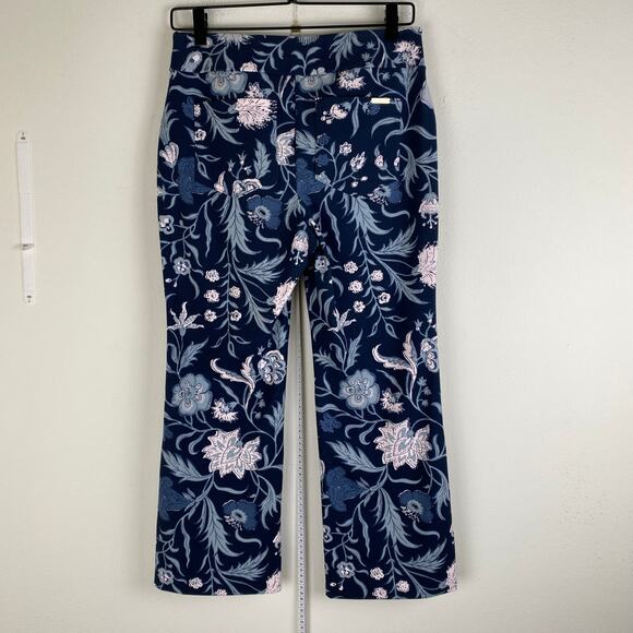 Spartina 449 Maren Pants Size S Navy Blue Floral Stretch Kick Flare Crop Classic - Picture 9 of 14